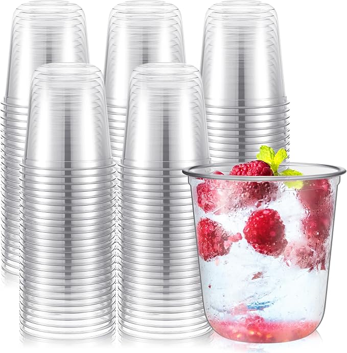 Ziliny 500 Pcs Disposable Stemless Glasses 12oz Crystal Plastic Wine Glasses by Ziliny