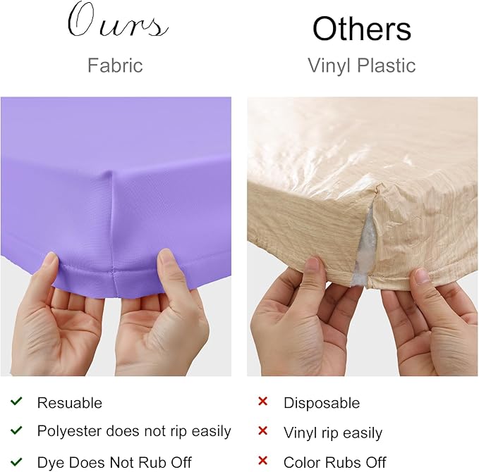 homing 2 Pack Rectangle Table Cloth, Elastic Fitted Fabric Tablecloth Fits for 8 Foot Folding Tables, Washable Table Cover for Picnic, Camping, Indoor & Outdoor (Lavender, 30" x 96")