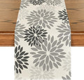 Artoid Mode Grey Floral Pinnata Dahlia Table Runner, Seasonal Kitchen Dining by ArtoidMode