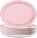 Grencian 50Pcs Pink Oval Paper Plates 10" x 12" Large Disposable 400GSM Heavy Duty Light Pink Paper Plates for Valentine's Day Girls Women Birthday Wedding Bridal Shower Baby Shower Party Supplies