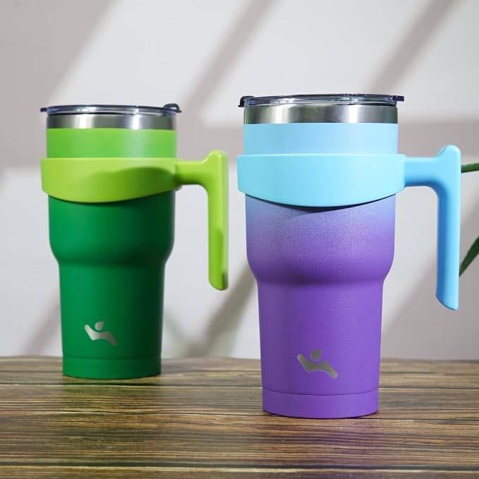Konokyo 30 oz Tumbler with Handle and Straw, Insulated Travel Mug | Ocean - Image 7