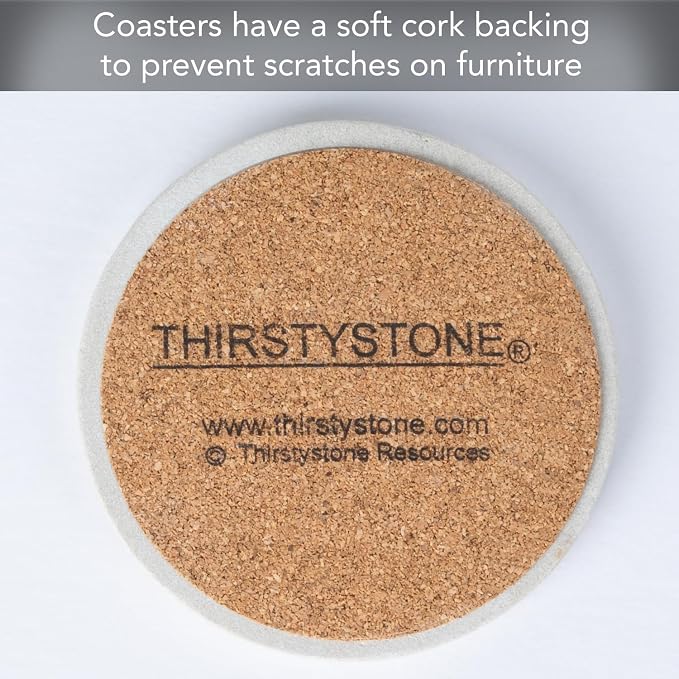 Thirstystone Monogram Round Sandstone Coaster4 Pack | 4" Diameter, Manufactured - Image 8