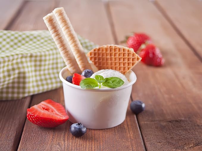 Axe Sickle 200 Pcs 4 Ounce Paper Ice Cream Cups Disposable Dessert Bowls for Hot or Cold Food, Sundae, Frozen Yogurt, Soup, White