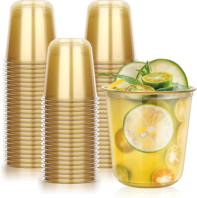 KesaPlan 100Pcs 12oz Gold Plastic Party Cups, Disposable Wine Cocktail Cups | by KesaPlan