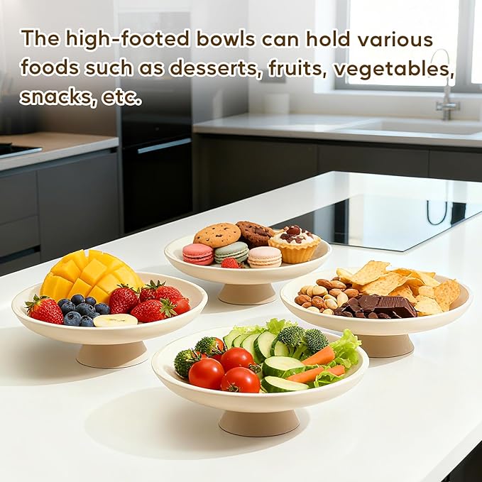 Fruit Bowl for Kitchen Counter, 11.8" W Large Concrete Decorative Bowls for Home Decor Purse Key Bowl for Entryway Table, Modern Style Catch-all Bowls (Off-White)