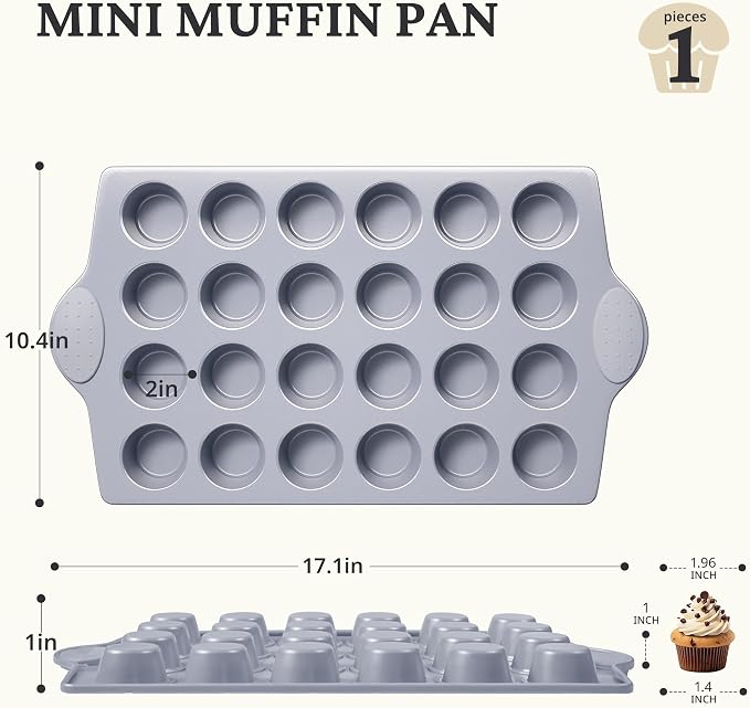 BRONYPRO 24-Cup Non Toxic Nonstick Ceramic Mini Muffin Pan & Cupcake Tin - Image 7