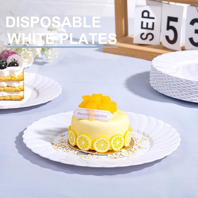 U-QE 100 Count White Plastic Plates - Image 4