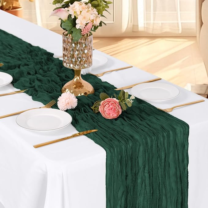 6 Pack Emerald Green Cheesecloth Table Runner, 17 x 108 Inch, Gauze Cheese - Image 3