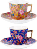 KAMMAK Tea Cup and Saucer, Ceramic Coffee Cups, 4.4 oz, Afternoon Tea and by KAMMAK