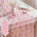 4 Pcs Pink Bow Table Runners 29 x 70 Inch Pink Tulle Lace Table Runner Coquette by Windkream