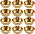 Sauce Dishes 12PCS 3.46inch Stainless Steel Sauce Bowl Mini Individual Round Seasoning Dishes Sushi Dipping Bowl Appetizer Plates (Gold)