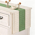 Ivory & Sage Boho Table Runner Macrame Woven Table Runner 12x90 Inch | Small by MLMC
