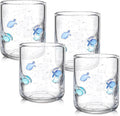 Vesici 4 Pcs Fish Icon Juice Glasses 14 oz Christian Drinking Glass Cups Hand by Vesici