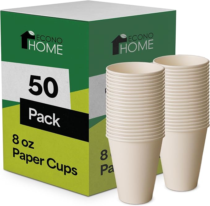 EconoHome 8 oz 50 Pack Disposable Coffee Paper Cups by EconoHome