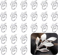 Set of 100 Leaf Napkin Rings Metal Silver Leaf Napkin Ring, Napkin Rings Bulk by FCDECOR