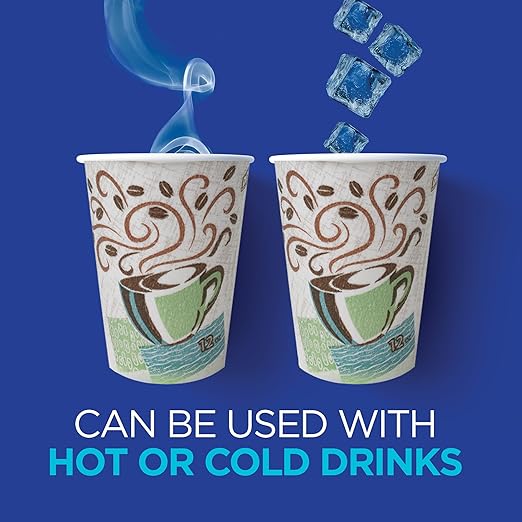 Dixie PerfecTouch 12 oz Paper Coffee Cups By GP PRO, Coffee Haze Design - Image 3