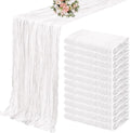 YMHPRIDE 12 Pack Cheesecloth Table Runner 35x120in White Table Runner | Boho by YMHPRIDE