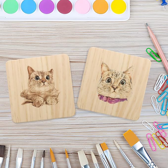 12 Pack 4 Inch Unfinished Square Wood Coasters - Image 6