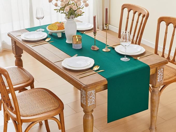 YATOJUZI Green Table Runner Winter Kitchen Dining Coffee Table Decorations - Image 6