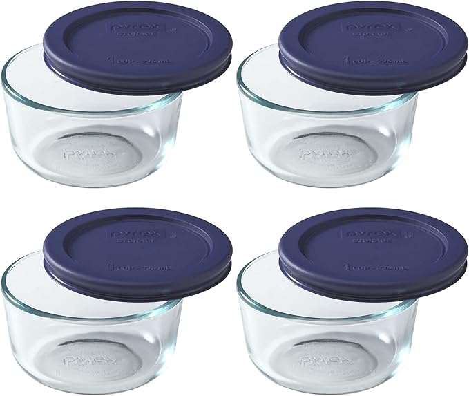 Pyrex 7202 Glass Bowl with Dark Blue Lid by Pyrex