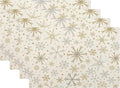 Christmas Place mats Set of 4, 12x18 Inches Gold Gray Snowflake Decorative Placemats Rectangle Winter Table Mats for Party Home Kitchen Dining Table Decoration