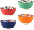 Henten Home Ceramic Small Bowls Set, 12 oz Soup Bowls Set of 4, Porcelain Snack Bowls Set for Salad, Rice, Ice Cream, Microwave & Dishwasher Safe Mosaic Style