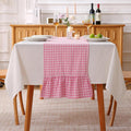 Pink White Plaid Gingham Ruffle Table Runner 90 inches Long 100% Washed Cotton by KMASANIJI
