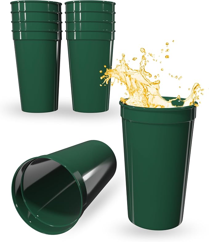PartyPrints 100 Pack 22 oz Kelly Green Reusable Blank Plastic Cups, Colored by PartyPrints