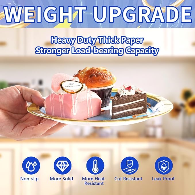 60Pcs Blue with Gold Ring Paper Plates 9" Disposable Heavy Duty Cartoon Tinsel Video Games Dessert Paper Plates Hedgehog Party Tableware Set for Kids Birthday Baby Shower Party Decorations