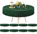 8 Pack Hunter Green Spandex Round Tablecloths for 72in Table, Stretchy Fitted 6FT Round Table Cloths, Wrinkle Free Table Cover with Skirt for Wedding Birthday Party Bridal Shower Banquet