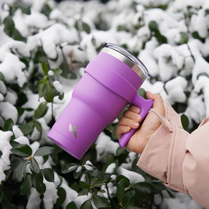 Konokyo 30 oz Tumbler with Handle and Straw, Insulated Travel Mug | Army Green; - Image 7