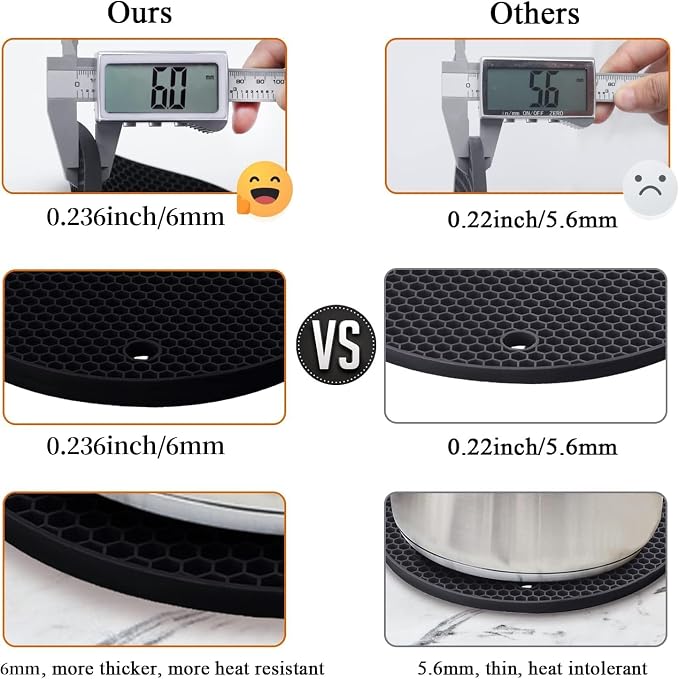 4 Pack Silicone Trivet Mats, 8.7 Inch Flexible Heat Resistant Silicone Hot Pads - Image 7