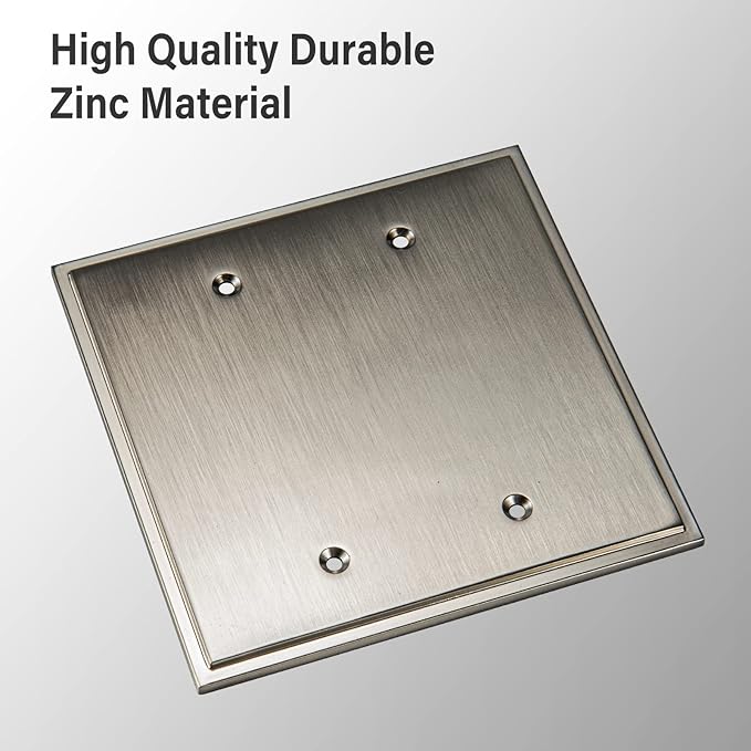 Henne Bery Soft Modern Decorative Wall Plate Switch Plate Outlet Cover (Double Blank, Satin Nickel)