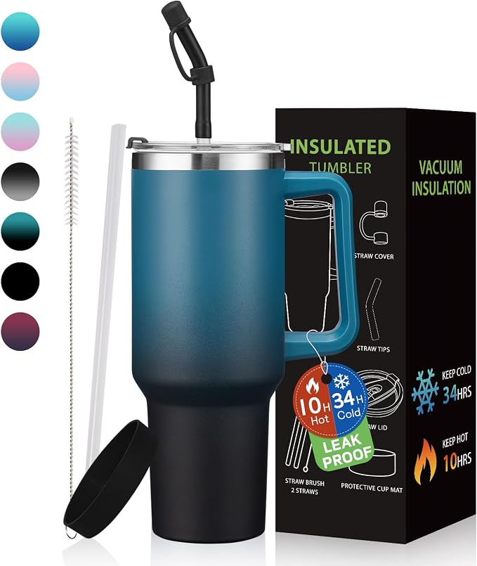 BENZZO 40 oz Tumbler with Handle and Straw Lid Travel Mugs Insulated by BENZZO