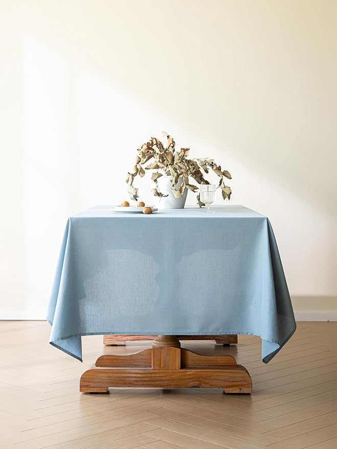Blue Linen Table Cloths for Rectangle Tables Farmhouse Neutral Tablecloth Rectangular Kitchen Decoration Dining Table Cover Washable 60x84