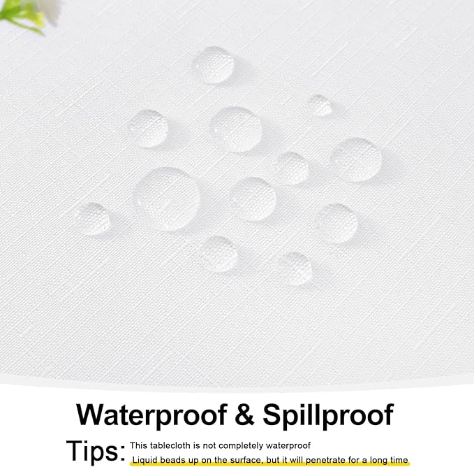 Smiry Rectangle Table Cloth Linen Textured, Waterproof Spillproof Anti-Wrinkle Burlap Tablecloth, Washable Decorative Fabric Table Cover for Dining, Party, Banquet, 60 x 84 Inch, White