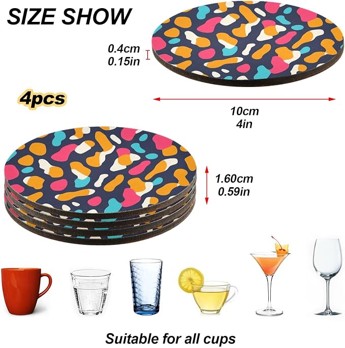 Modern Leopard Pattern 4 Pcs Aesthetic Drink Coasters Heat Resistant - Image 4