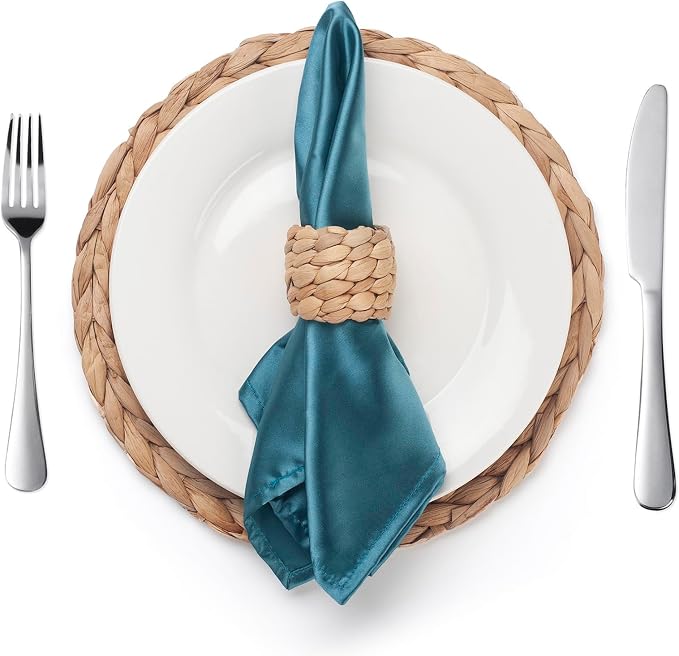 Napkin Rings Set of 6, Handmade Water Hyacinth Boho Napkin Rings, Rustic - Image 6