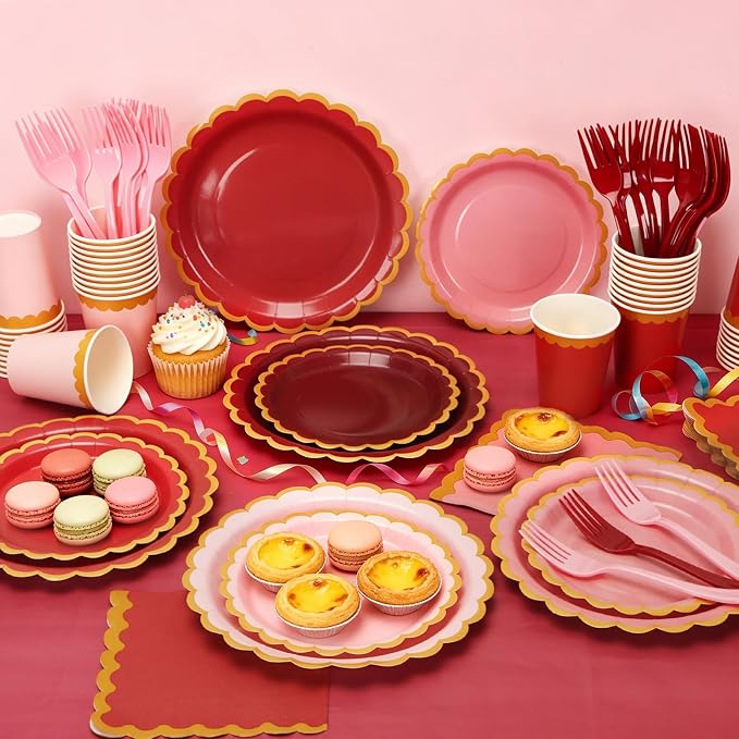 Burgundy Plates and Napkins Party Supplies - Image 5