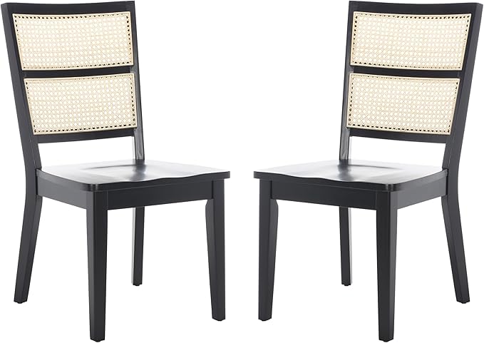 SAFAVIEH Home Collection Toril Coastal Black/Natural Dining Chair Set of 2
