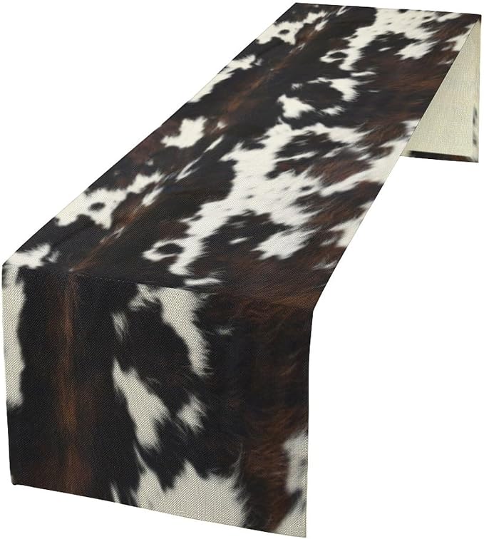 Cow Print Table Runner, 13x60 Inch by SXXLDNG