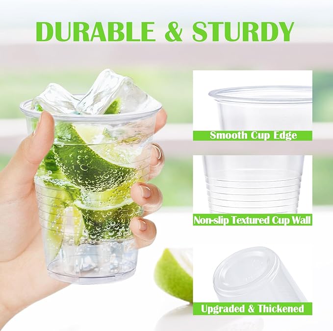 Plastic Cups 16 oz, 240 Pack - Clear Plastic Cups Disposable, Cold Drinking, Ice Coffee Cup for Party, Birthday, Holiday, Events & Everyday Use,Cold,Hot