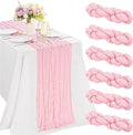 6 Pieces Pink 10FT Cheesecloth Table Runner Boho Gauze Fabric Table Runner by JALANCY
