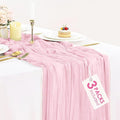 3 Pack Light Pink Cheesecloth Table Runner 35x120inch, Summer Rustic Gauze by BlueTopCoLtd