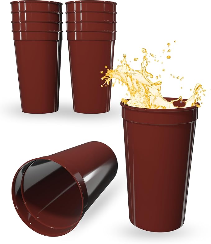 PartyPrints 10 Pack 22 oz Maroon Reusable Blank Plastic Cups, Colored Plastic by PartyPrints