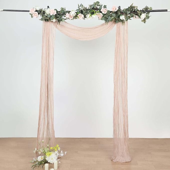 Efavormart 20ft Gauze Cheesecloth Nude Beige Wedding Arch Drapery Fabric - Image 8