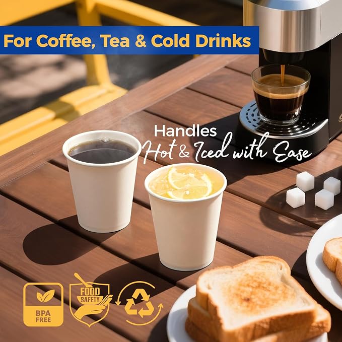 Fit Meal Prep 100 Pack 10 oz Disposable Paper Coffee Cups, Premium Hot Cups - Image 4
