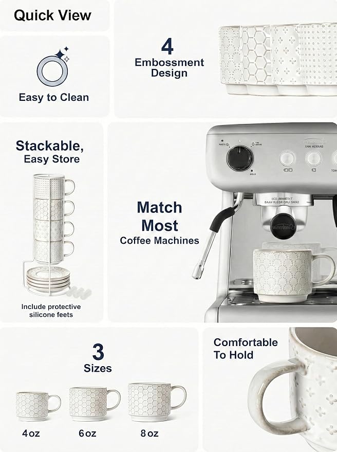 LE TAUCI 6 oz Stackable Cappuccino Cups - Image 5