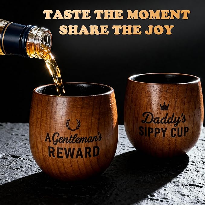 Daddy's Sippy Cup, Charred Wooden Whiskey Glasses, Bourbon Drinking Glass, Whiskey Gifts for Dad, Old Fashioned Whiskey Tumbler, Great Bourbon Gifts for Men, Dad, Husband, Brother, Whiskey Lovers