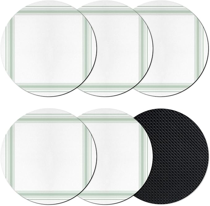 Coasters Set of 6, Simple Lines Round Drink Coasters by Unknown
